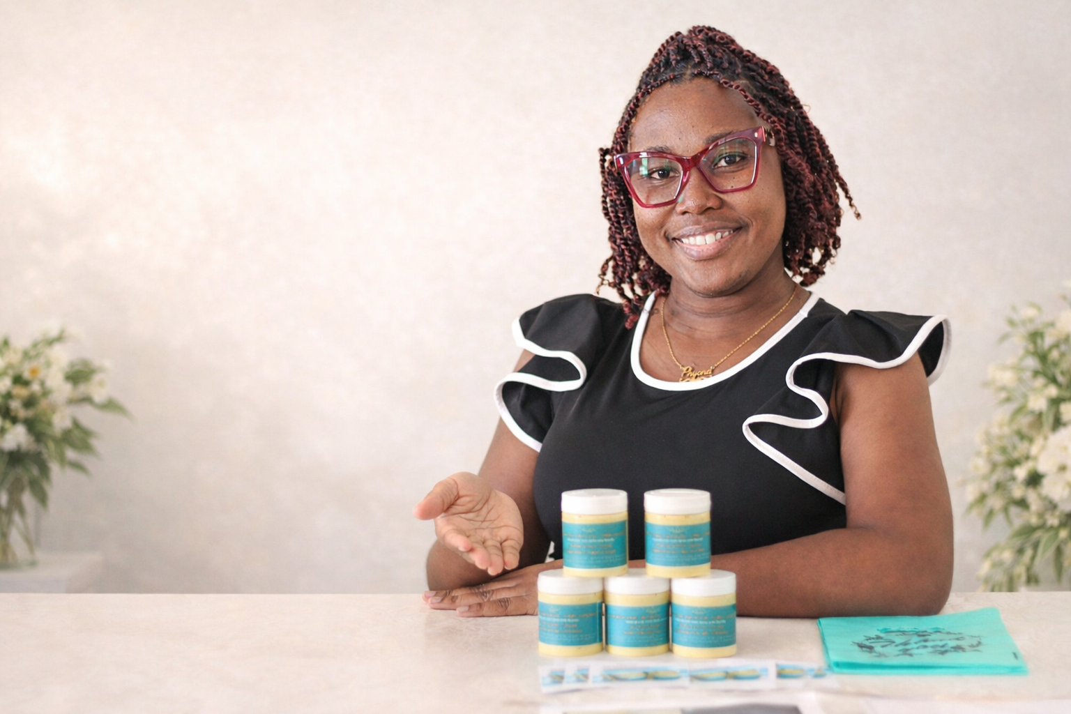 Founder presenting Royal Hair Growth Buttah