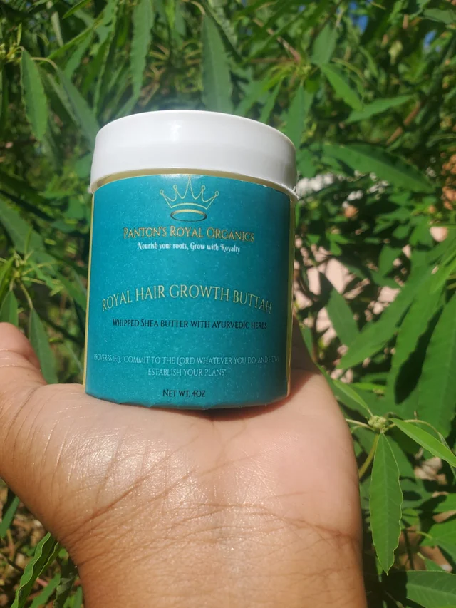 Royal Hair Growth Buttah jar in hand
